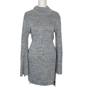 LATISTE by Amy Women Turtleneck Sweater Dress Sz L Silver Long Sleeve 72-1